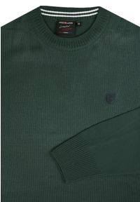 Wełniany Sweter, Okrągły Dekolt (U-Neck) - Pako Jeans - Zieleń Butelkowa. Okazja: do pracy, na spotkanie biznesowe. Materiał: wełna, akryl. Styl: klasyczny, biznesowy #2