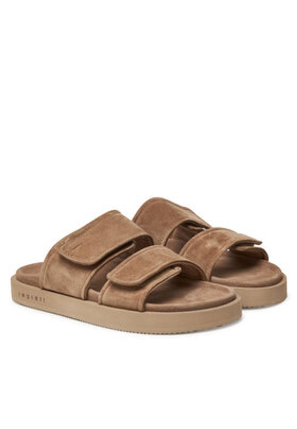 Inuikii Klapki Suede Double Band 50102-510 Beżowy. Kolor: beżowy. Materiał: zamsz, skóra
