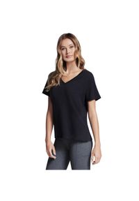 skechers - T-shirt sportowy z krótkim rękawem damski Pima V-Neck Tee. Kolor: czarny. Materiał: poliester. Długość rękawa: krótki rękaw. Długość: krótkie