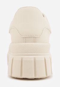 Renee - Beżowe Sneakersy VICES na Platformie w Stylu Chunky z Perforacją Hypsyllis. Okazja: na co dzień. Kolor: beżowy. Materiał: jeans. Obcas: na platformie #3