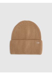 4f - 4F Czapka beanie damska - brązowy S. Kolor: brązowy. Materiał: wiskoza, dzianina. Wzór: gładki. Sezon: zima. Styl: klasyczny, sportowy, casual, elegancki
