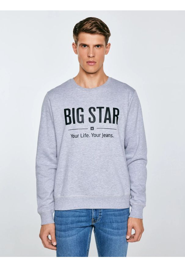 Big-Star - Bluza męska z nadrukiem szara Ecodort 901. Kolor: szary. Wzór: nadruk. Styl: klasyczny