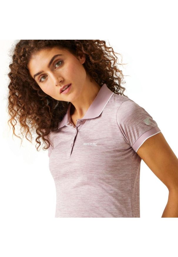 Regatta - Koszulka turystyczna polo damska Remex II. Typ kołnierza: polo. Kolor: fioletowy. Materiał: materiał