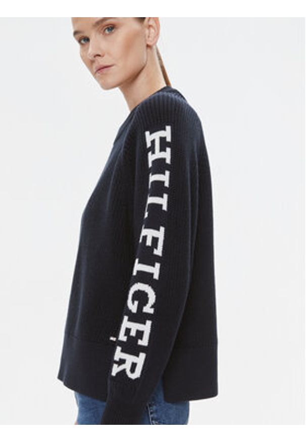 TOMMY HILFIGER - Tommy Hilfiger Sweter WW0WW39002 Granatowy Regular Fit. Kolor: niebieski. Materiał: bawełna