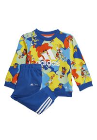 Adidas - Dres X Disney Mickey Mouse Rozmiar 6-9 M Niebieski - HK6652. Kolor: żółty, pomarańczowy, wielokolorowy, niebieski. Materiał: dresówka. Wzór: motyw z bajki