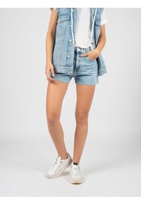 TOMMY HILFIGER - Tommy Jeans Szorty "Hotpant" | DW0DW12458 | Hotpant | Kobieta | Błękitny. Stan: podwyższony. Kolor: niebieski. Materiał: bawełna. Wzór: aplikacja