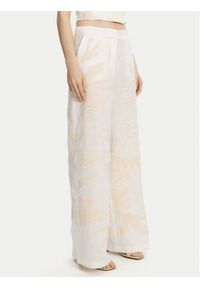 Marella Spodnie materiałowe Kadiak 2513131212 Biały Wide Leg. Kolor: biały. Materiał: len