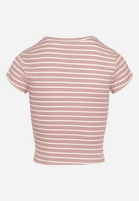 Born2be - Różowy Bawełniany T-shirt Koszulka z Krótkim Rękawem i Wycięciem przy Dekolcie Zolianara. Kolor: różowy. Materiał: bawełna. Długość rękawa: krótki rękaw. Długość: krótkie. Sezon: lato #7
