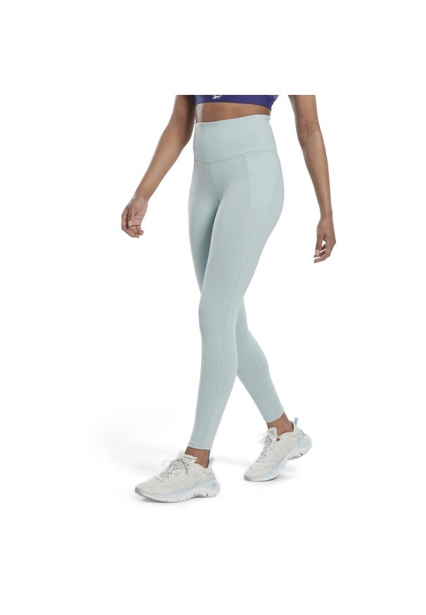 Damskie legginsy z wysokim stanem Reebok Lux. Stan: podwyższony. Kolor: niebieski. Sport: fitness