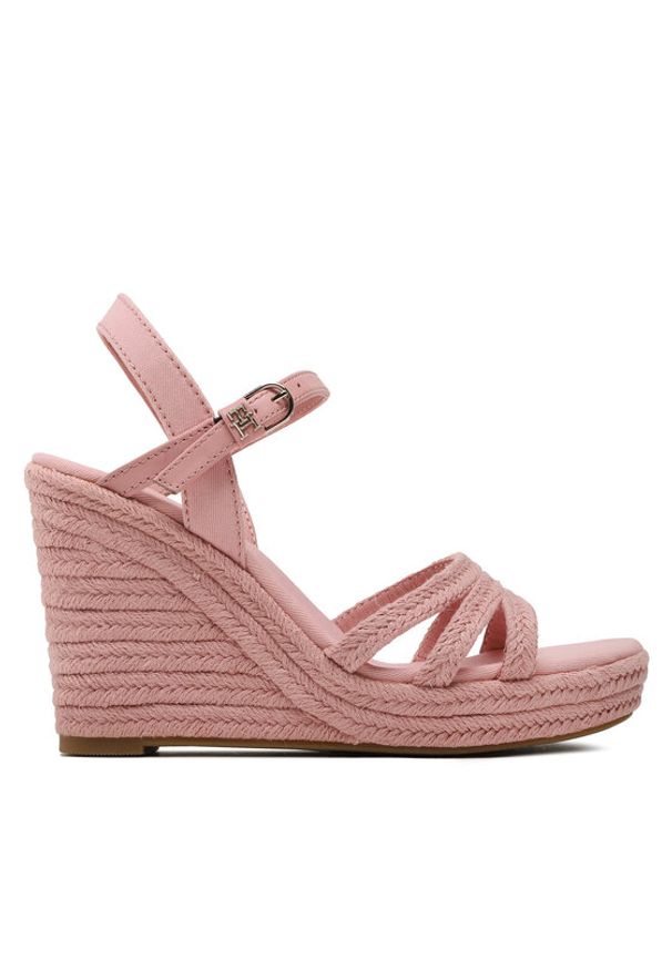 TOMMY HILFIGER - Tommy Hilfiger Espadryle Essential Wedge Sandal FW0FW07159 Różowy. Kolor: różowy. Materiał: materiał