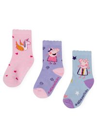 Peppa Pig Zestaw 3 par wysokich skarpet dziecięcych ACCS-SS24-234PP Różowy. Kolor: różowy. Materiał: bawełna