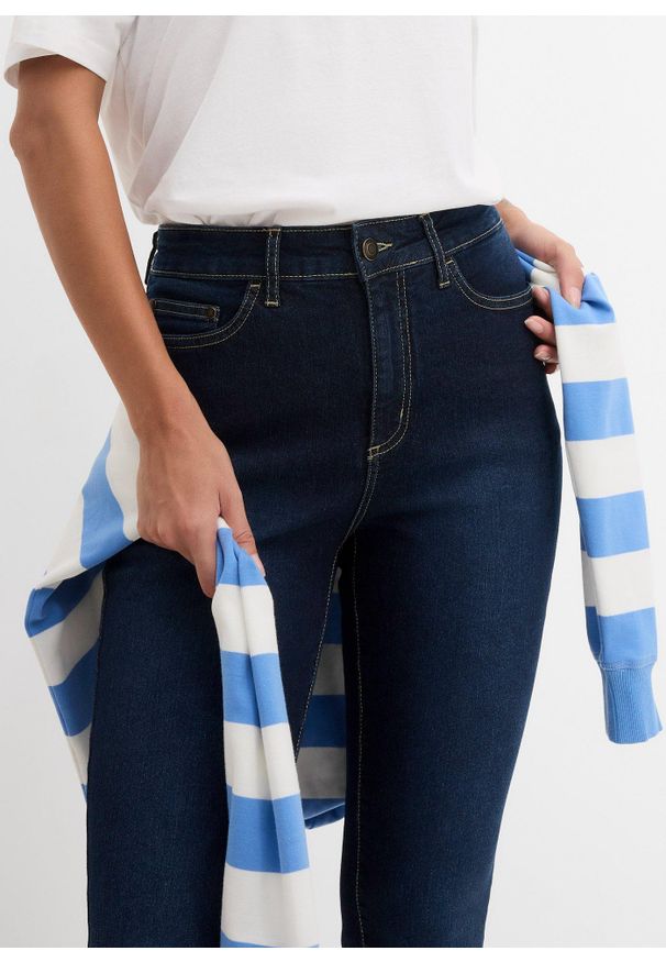 bonprix - Dżinsy o kroju skinny, mid waist, ze stretchem. Stan: podwyższony. Kolor: niebieski