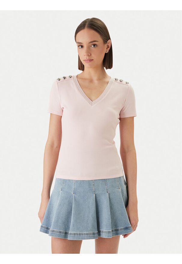 Morgan Bluzka 251-DOMANI Różowy Slim Fit. Kolor: różowy. Materiał: wiskoza