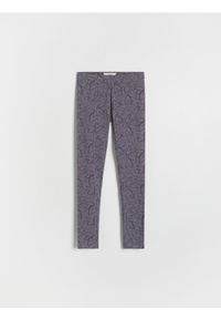 Reserved - Wzorzyste legginsy - fioletowy. Kolor: fioletowy. Materiał: bawełna #1