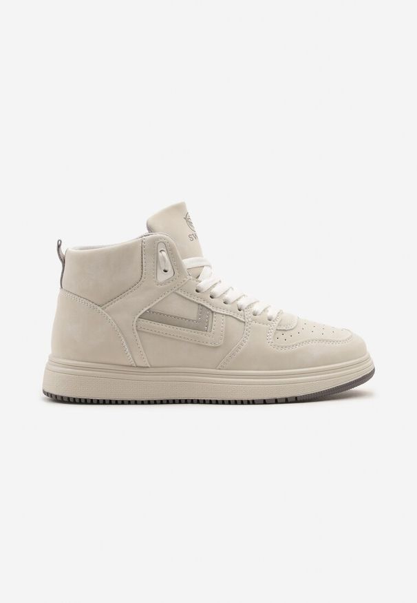 Renee - Beżowo-Szare Sneakersy Maeramia. Okazja: na co dzień. Kolor: beżowy. Materiał: jeans, jersey