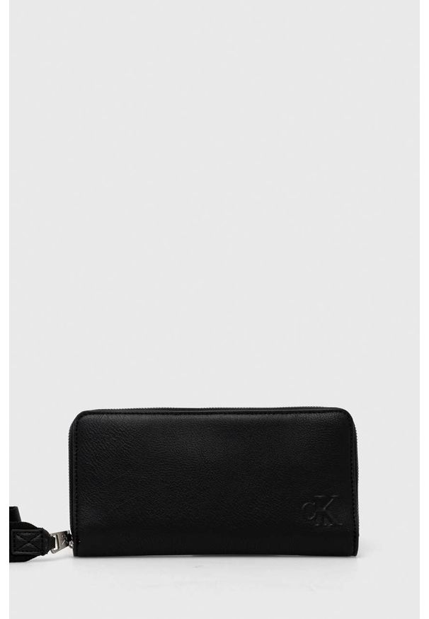 Calvin Klein Jeans portfel damski kolor czarny. Kolor: czarny