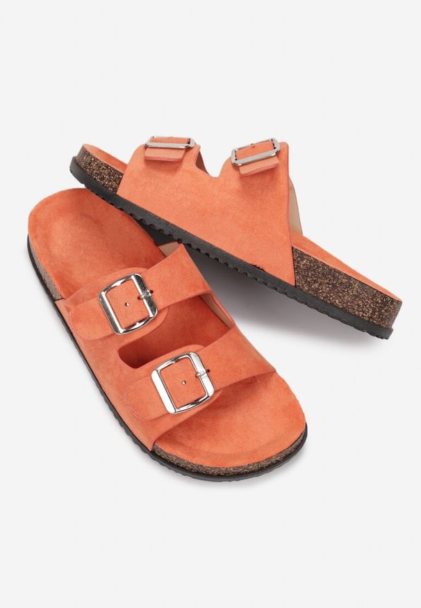 Born2be - Pomarańczowe Klapki Kleogoria. Okazja: na co dzień, na spacer. Kolor: pomarańczowy. Sezon: lato. Obcas: na obcasie. Styl: casual, klasyczny, elegancki. Wysokość obcasa: niski
