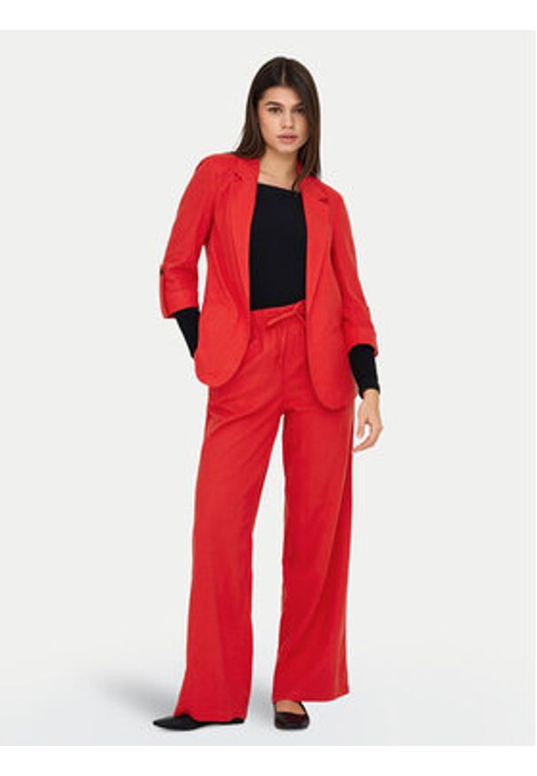 only - ONLY Marynarka Caro 15312199 Czerwony Loose Fit. Kolor: czerwony. Materiał: wiskoza