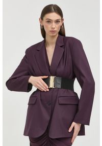 Patrizia Pepe marynarka kolor fioletowy jednorzędowa gładka. Okazja: na co dzień. Kolor: fioletowy. Materiał: materiał. Wzór: gładki. Styl: casual, klasyczny #3