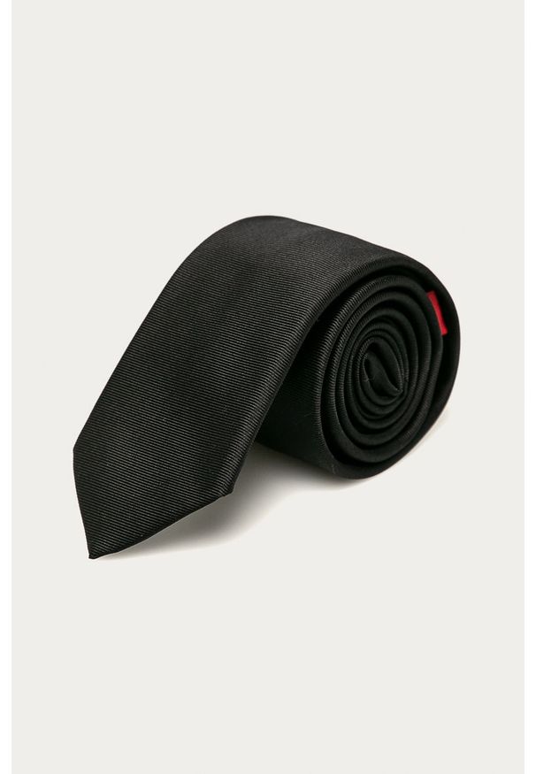 Hugo - Krawat. Kolor: czarny. Materiał: tkanina, jedwab. Wzór: gładki