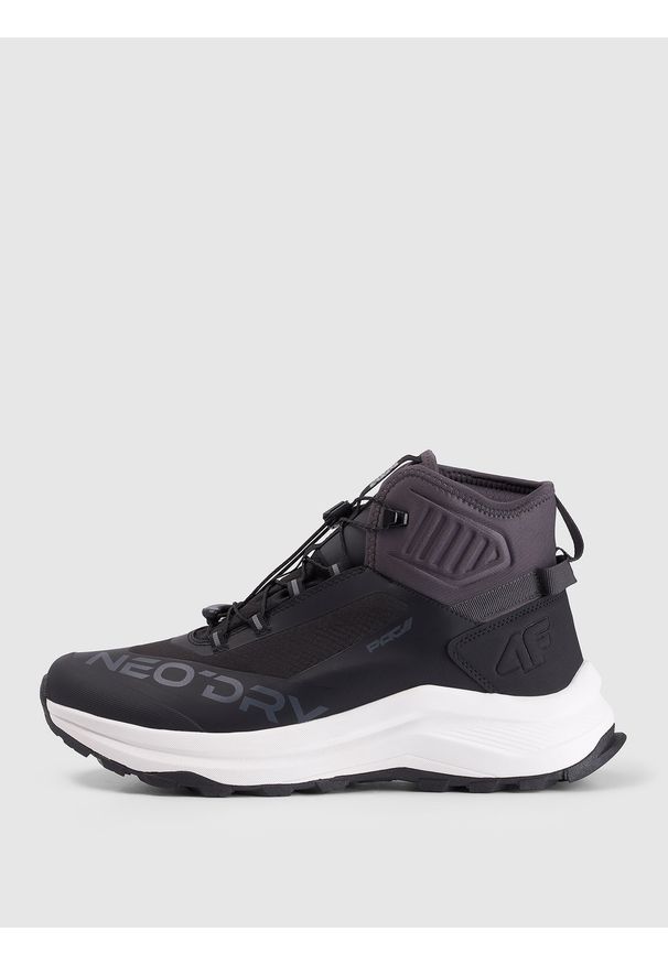 4f - 4F Wysokie buty trekkingowe PAG 2 z membraną męskie - czarne 45. Wysokość cholewki: przed kolano. Zapięcie: sznurówki. Kolor: czarny. Materiał: guma, nylon. Szerokość cholewki: normalna. Sezon: zima. Sport: turystyka piesza, wspinaczka