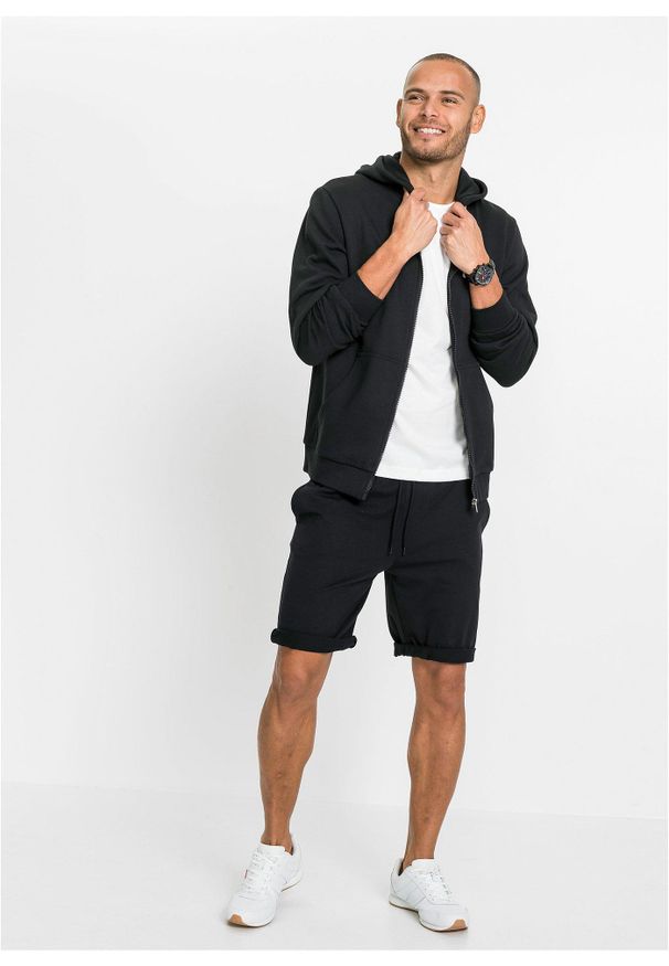 bonprix - Lekkie bermudy dresowe (2 pary). Kolor: czarny. Materiał: dresówka