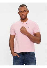 Tommy Jeans Polo DM0DM18312 Różowy Slim Fit. Typ kołnierza: polo. Kolor: różowy. Materiał: bawełna