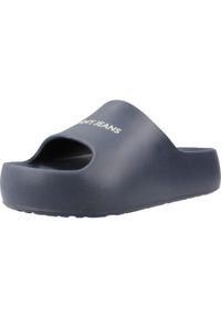 TOMMY HILFIGER - Sandały TOMMY JEANS TJW CHUNKY FLATFORM SLID Niebieski. Kolor: niebieski. Materiał: jeans
