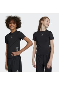 Adidas - Running AEROREADY 3-Stripes Tee. Kolor: czarny, szary, wielokolorowy. Materiał: materiał. Sport: bieganie