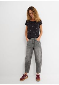 bonprix - Bawełniany T-shirt. Kolor: czarny. Materiał: bawełna. Długość rękawa: krótki rękaw. Długość: krótkie. Wzór: nadruk #2