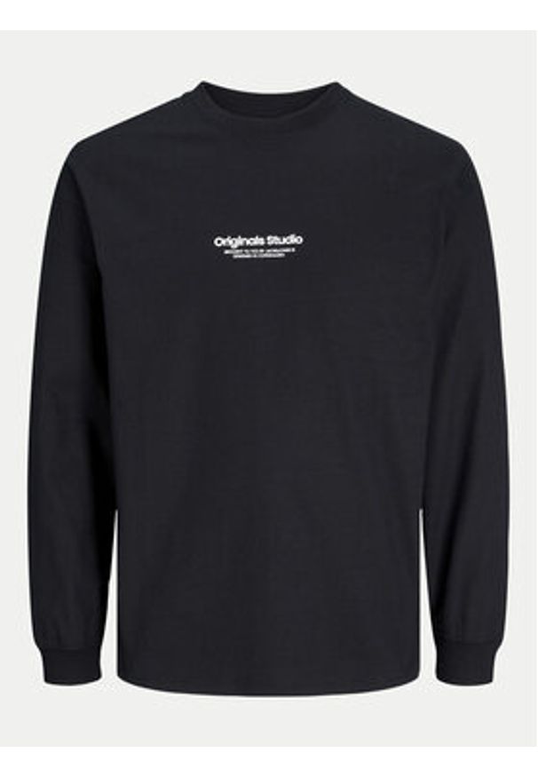 Jack & Jones - Jack&Jones Longsleeve Vesterbro 12251775 Czarny Loose Fit. Kolor: czarny. Materiał: bawełna. Długość rękawa: długi rękaw