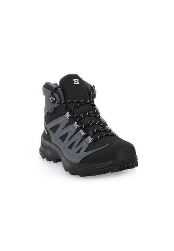 salomon - Buty trekkingowe damskie Salomon X Ward Leather Mid Gtx W. Wysokość cholewki: za kostkę. Zapięcie: sznurówki. Kolor: czarny, szary, wielokolorowy. Materiał: materiał. Szerokość cholewki: normalna. Styl: sportowy