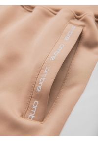 Ombre Clothing - Męskie dresowe spodnie joggery z kontrastowymi lampasami – beżowe V4 OM-PASK-0229 - XXL. Kolor: beżowy. Materiał: dresówka. Wzór: aplikacja. Styl: sportowy, retro #7