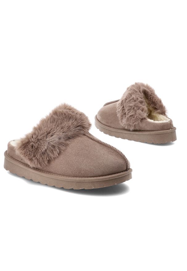 Brązowe Kapcie Vinceza Ciepłe Domowe Obuwie Damskie. Okazja: do domu. Kolor: brązowy. Materiał: materiał. Szerokość cholewki: normalna