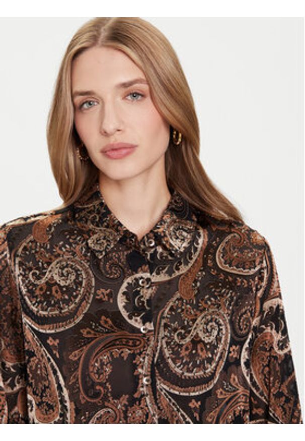 Guess Koszula W5BH78 W2770 Brązowy Regular Fit. Kolor: brązowy. Materiał: syntetyk