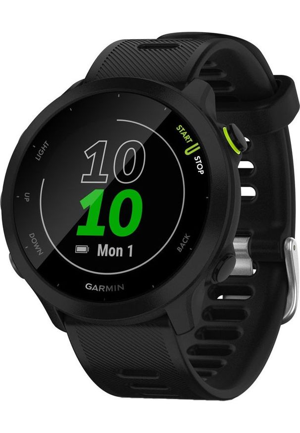 GARMIN - Zegarek sportowy Garmin Forerunner 55 Czarny (010-02562-10). Kolor: czarny. Styl: sportowy