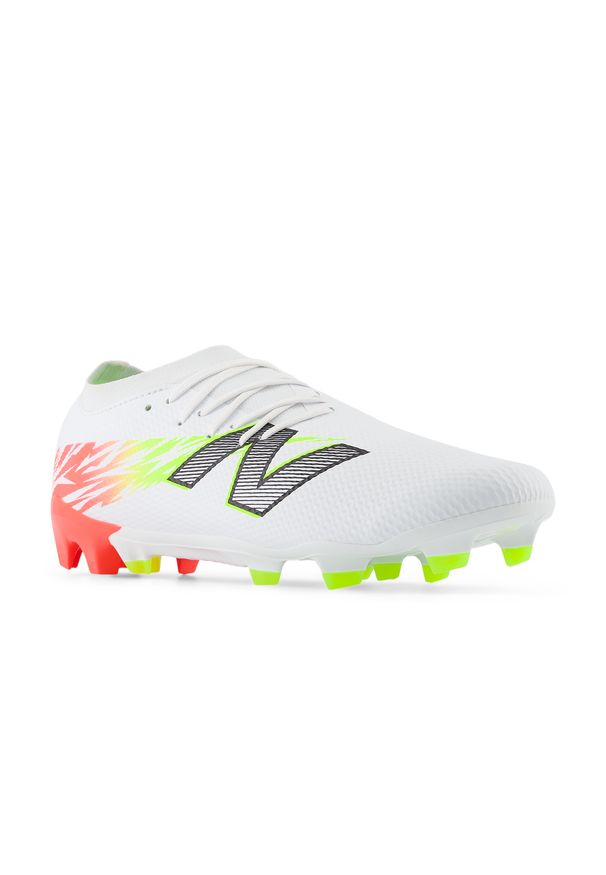 Korki męskie New Balance FURON TEAM FG V8 SF3FIB8 – białe. Kolor: biały. Materiał: materiał, syntetyk. Szerokość cholewki: normalna. Sport: piłka nożna
