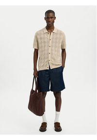 Selected Homme Koszula 16097564 Beżowy Regular Fit. Kolor: beżowy. Materiał: bawełna #6