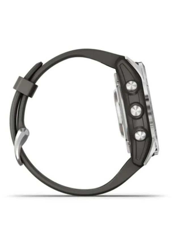 GARMIN - Garmin Fenix 7S Pro Solar srebrny z grafitowym paskiem. Rodzaj zegarka: cyfrowe. Kolor: szary, srebrny, wielokolorowy. Styl: sportowy, militarny, casual