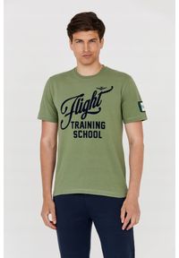 Aeronautica Militare - AERONAUTICA MILITARE Zielony bawełniany t-shirt męski, Rozmiar XXL. Kolor: zielony. Materiał: bawełna. Długość rękawa: krótki rękaw. Długość: krótkie