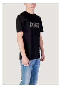 BOSS T-Shirt Te_Logotexture 50534923 Czarny Regular Fit. Kolor: czarny. Materiał: bawełna