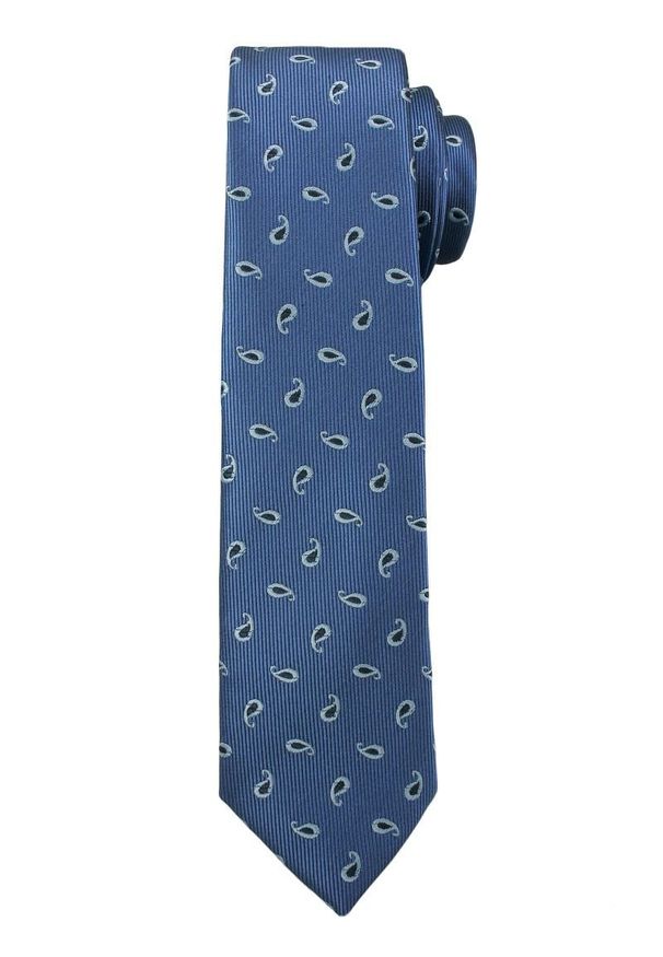 Alties - Niebieski Elegancki Męski Krawat -ALTIES- 6cm, Wzór Paisley, Klasyczny. Kolor: niebieski. Materiał: tkanina. Wzór: paisley. Styl: elegancki, klasyczny