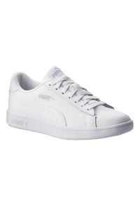 Puma - Męskie Skórzane Buty Treningowe Smash V2. Kolor: biały. Materiał: skóra. Sport: turystyka piesza