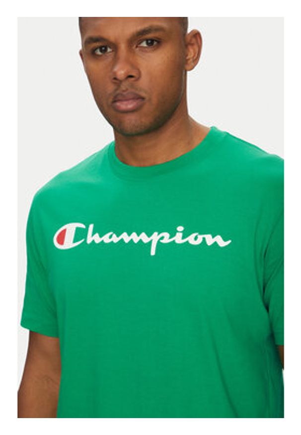 Champion T-Shirt 220256 Zielony Regular Fit. Kolor: zielony. Materiał: bawełna
