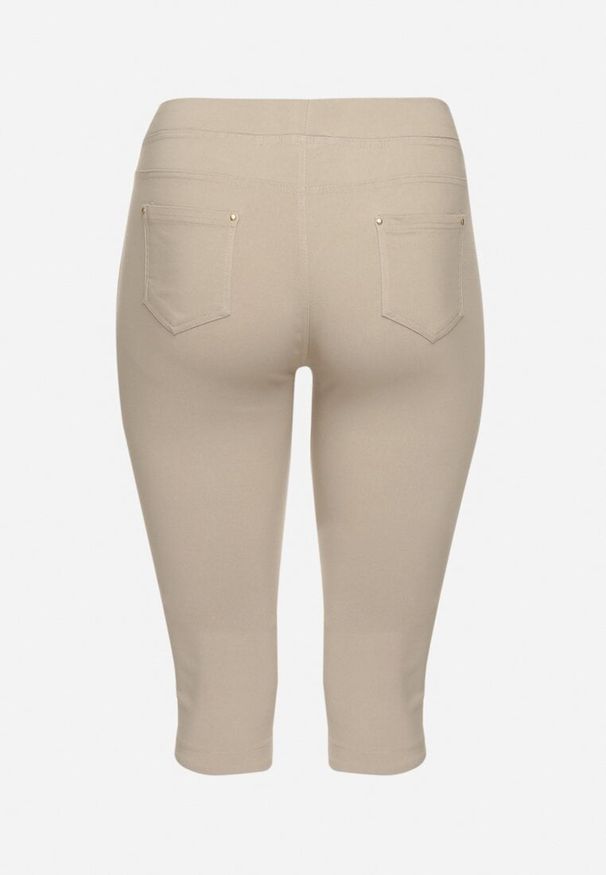 Born2be - Beżowe Spodnie z Bawełny o Kroju Capri Dolonisa. Okazja: na co dzień. Kolor: beżowy. Materiał: bawełna. Styl: młodzieżowy, elegancki, casual