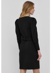 TwinSet - Twinset sukienka kolor czarny mini dopasowana. Kolor: czarny. Materiał: dzianina. Długość rękawa: długi rękaw. Długość: mini #2