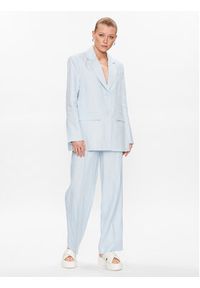 Remain Spodnie materiałowe Linen 500160190 Niebieski Regular Fit. Kolor: niebieski. Materiał: materiał, len #3