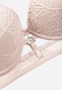 Born2be - Jasnoróżowy Klasyczny Biustonosz Zdobiony Koronką i Aplikacją Metheis. Kolor: różowy. Materiał: koronka. Wzór: koronka, aplikacja #7