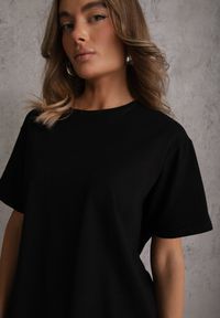 Renee - Czarny Bawełniany T-shirt o Kroju Oversize Neduna. Okazja: na co dzień. Kolor: czarny. Materiał: bawełna. Styl: casual, elegancki #8