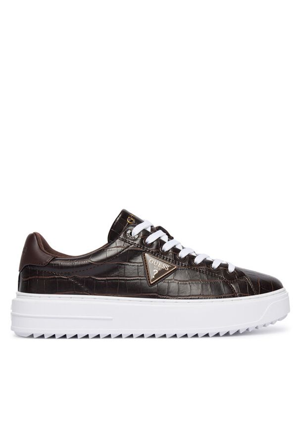 Guess Sneakersy FLFD15 PEL12 Brązowy. Kolor: brązowy. Materiał: skóra